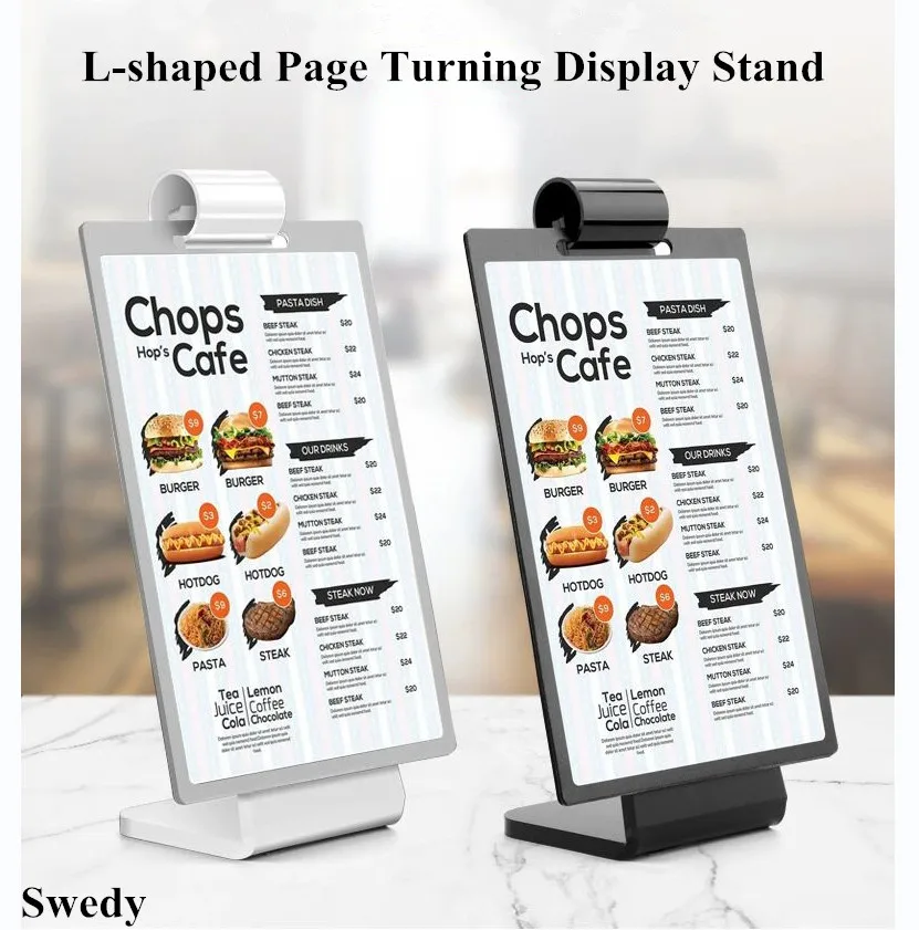 100x200MM Page Turning Plastic Menu Card Holder Display Stand Pageable Table Sign Holder Stand Advertising Poster Frame 148x210mm borlund tables sign holder plastic table stands menu holder stand product card holder poster sign stand stand frame