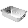 Thicken Stainless Steel Square  Cake Bread Basin Deep Plate Fruit Food Storage Tray  HandleLoaf Pans Kitchen Baking Dish  5