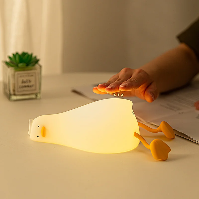 

Creative Fun Duck Night Light LED Silicone Lamp USB Rechargeable Cartoon Animal Children's Bedroom Decoration Birthday Gift