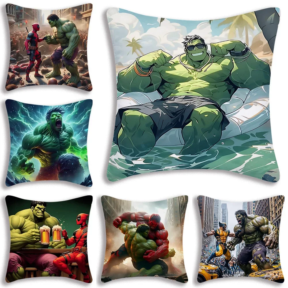 The Incredible Hulk 2 Cartoon Pillow Covers Sofa Decorative Home Double-sided Printing Short Plush Cute Cushion Cover