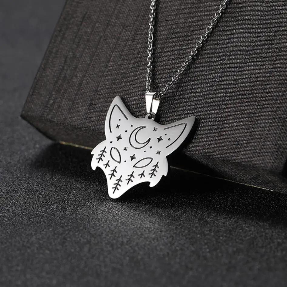 

1PC High Quality Stainless Steel Fox Animal Choker Pendant Necklaces Fashion Geometric Statement Jewelry For Women F1544