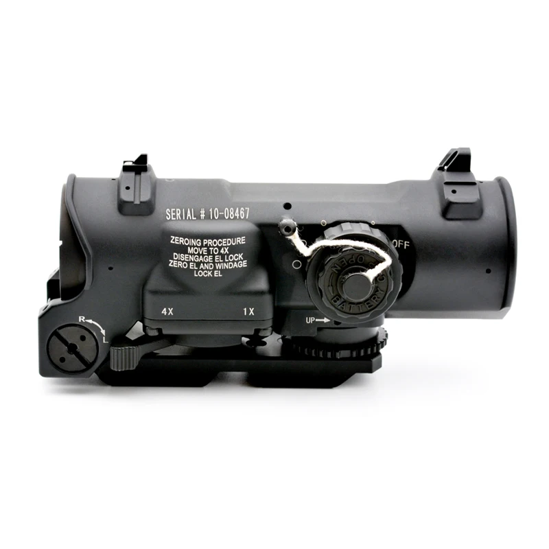 Tactical RifleScope DR 1-4x Fixed Dual Field of View Red Illumination Scope Sight With Full Markings For Airsoft and Hunting