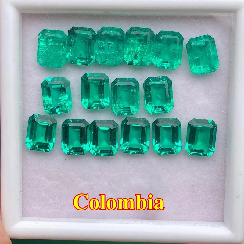 Loose Gemstones DJMAX Colombia Lab Grown Emerald Gems with AGL Certificate for DIY Jewelry Making