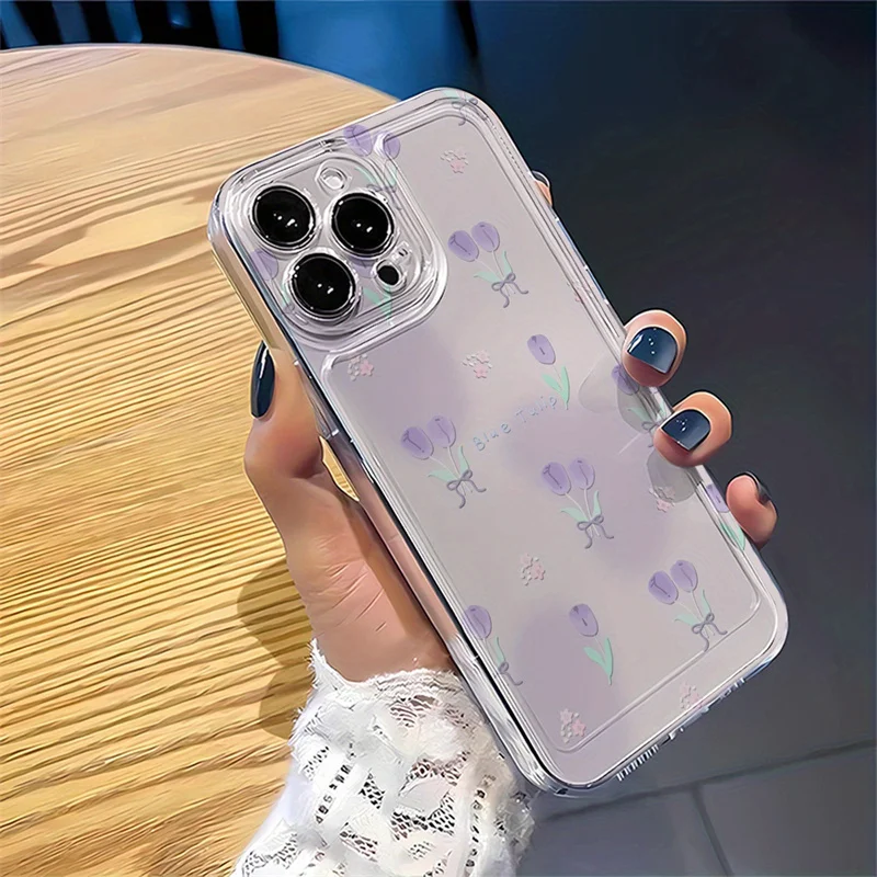 Fantasy Purple Tulip Flower Transparent Phone Case - Soft Cover