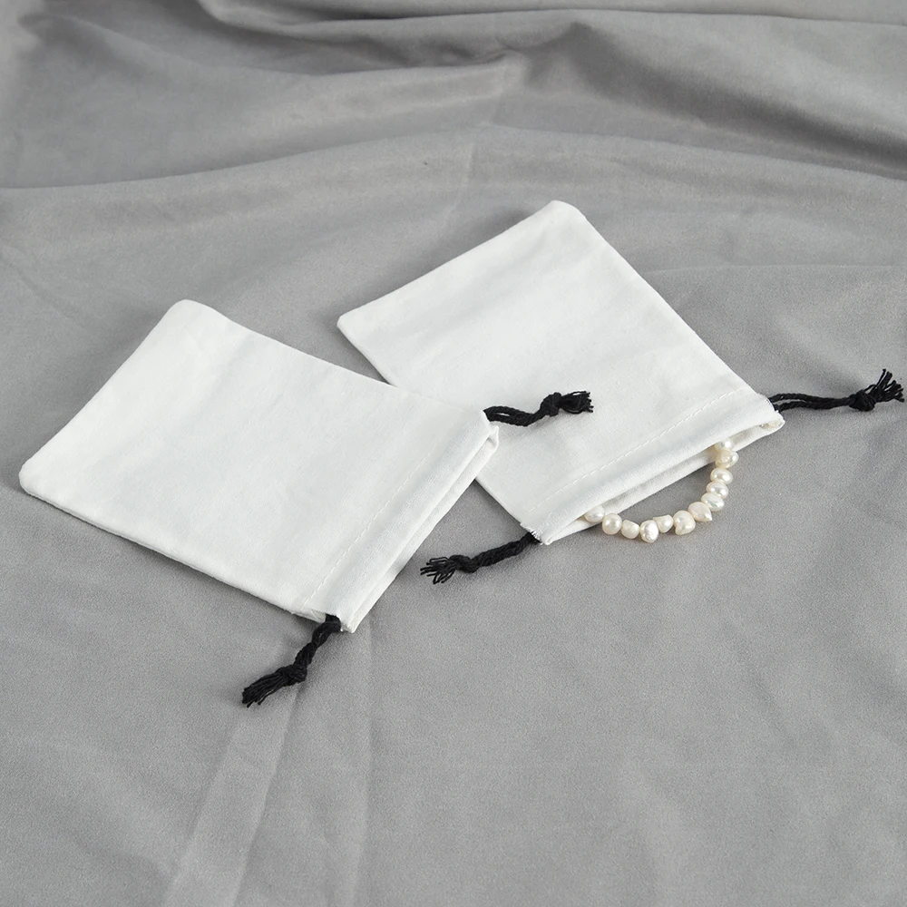 ECO Friendly Natural Cotton Drawstring Bag Jewelry Earrings Packaging Organizer Pouches 15x20cm String Cloth Dust Pouch