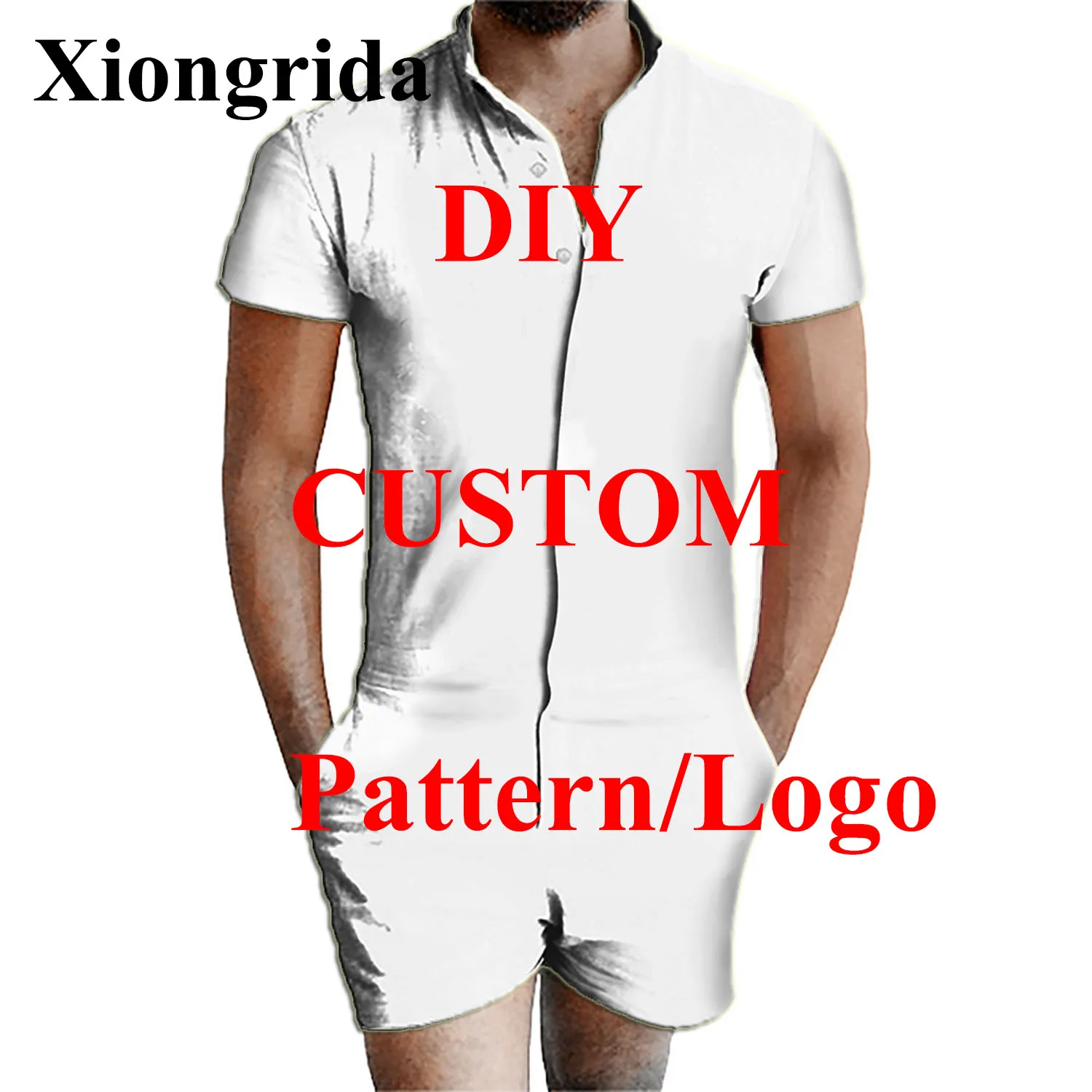 

DIY Custom Clothing Mens Jumpsuits Print Rompers Shorts Fashion 3D Playsuit Overalls Casual One Piece Shorts Hawaii Beach Wear