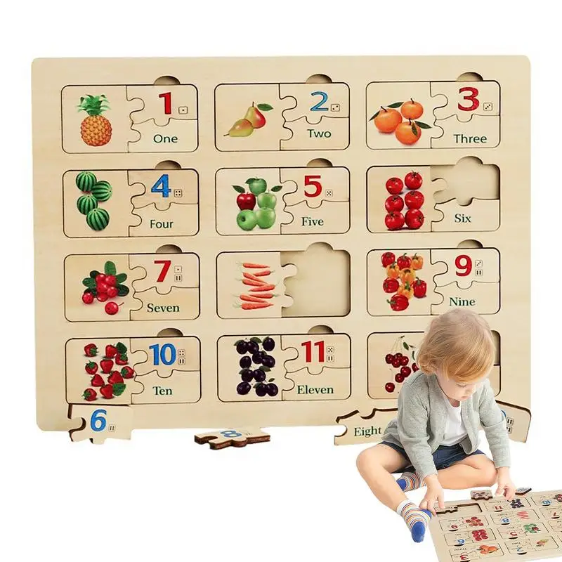 

Wooden Number Puzzle Fine Motor Skill Development Early Education Teaching Aids Montessori Learning game toy For Kids 3+ Years