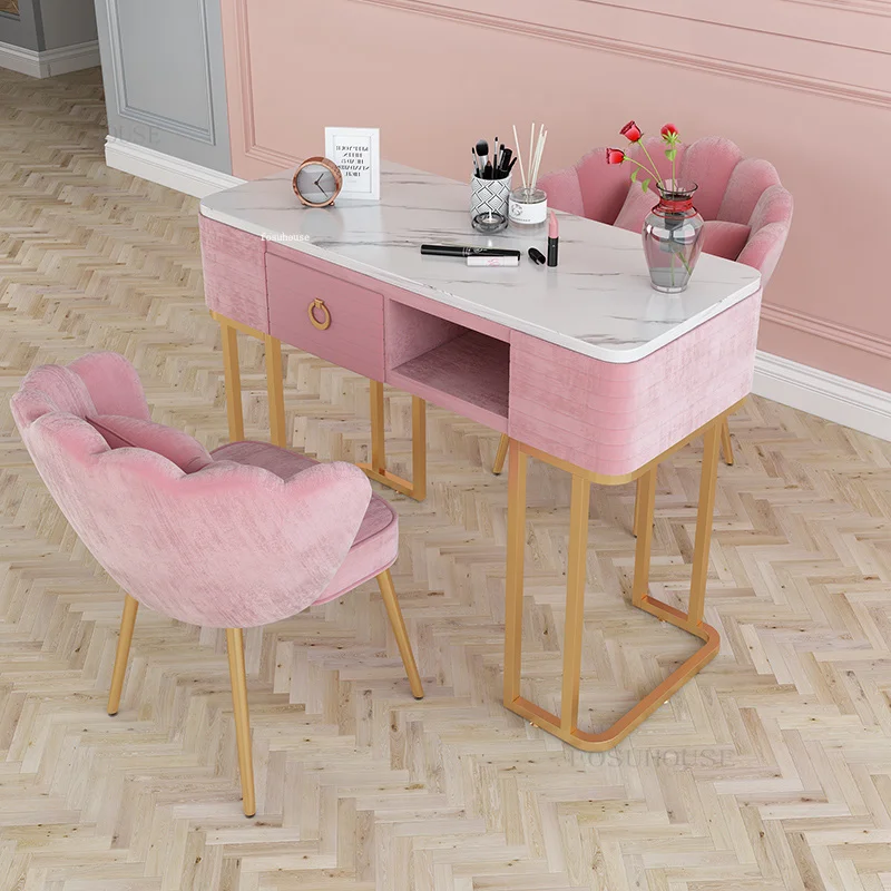 Modern Minimalist Nail Tables Manicure Shop Table and Chair Set Light Luxury Single Double Professional Manicure Table Chair AA