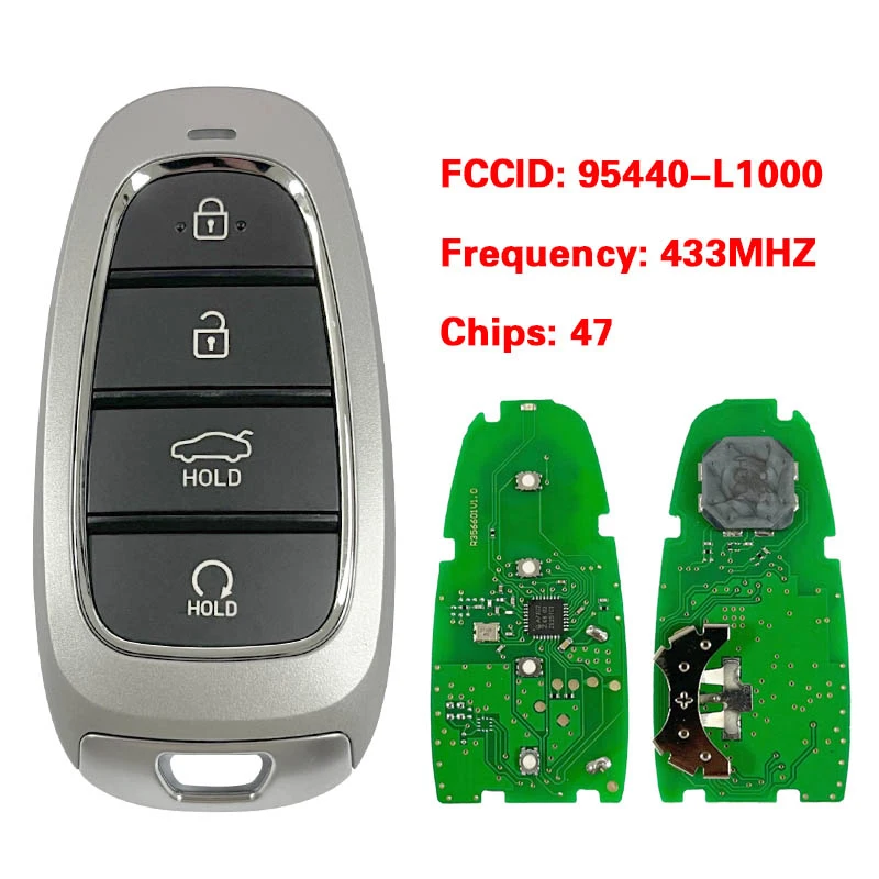 

CN020270 Aftermarket 4 Button Key For Hyundai Sonata 2019+ Smart Remote 47 Chip 433MHZ FCCID 95440-L1000 Keyless GO