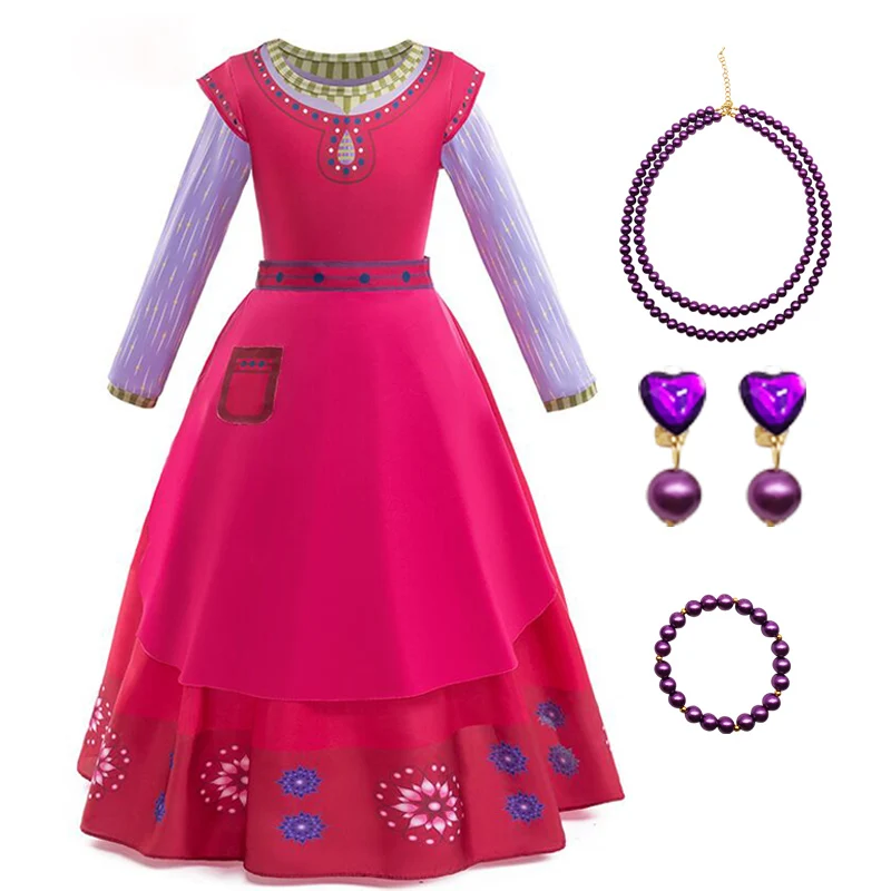 Girls Dress Princess Costume Wednesday Halloween role-playing costume Wish asha dress Girls Hollowed out Lace Princess Skirt Black Casualmesh Skirt