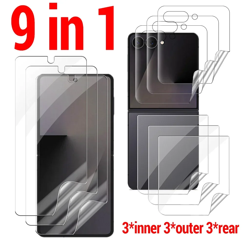 9-in-1 Hydrogel Film Soft TPU Screen Protector Set - HD Inner and Outer Rear Protection