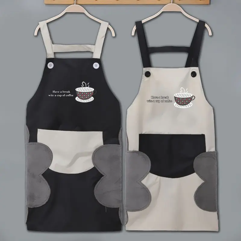 

Cafe Aprons For Men Woman Chef Working Apron Restaurant Bar Shop Beauty Nails Studio Can Wipe Hands Uniform Cute Pattern