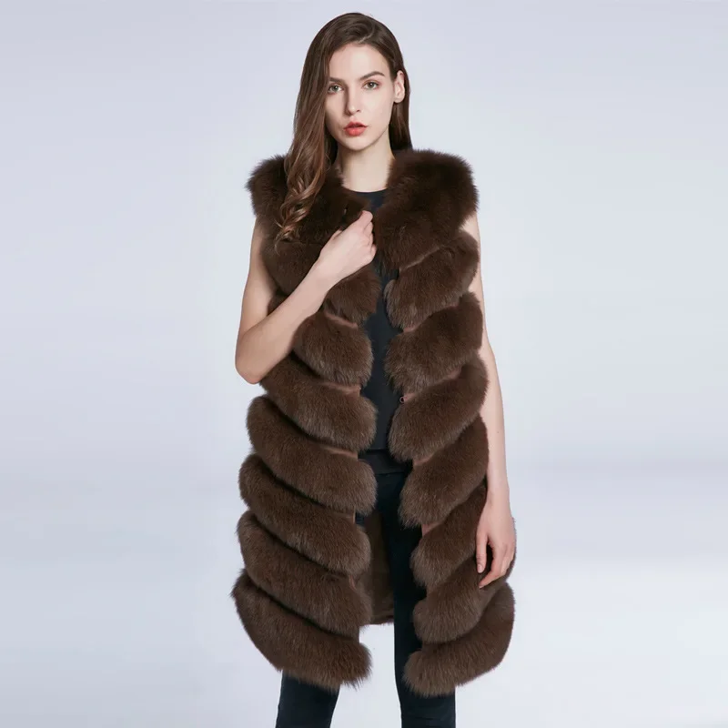 

Fox Fur Grass Vest Oblique Row Women's Long Fur Coat Vest Autumn and Winter