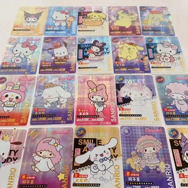 Newest Sanrio Kuromi Hello Kitty Shining Card Cartoon My Melody Cinnamoroll Trading Card Children Table Toys Christmas Gifts 6