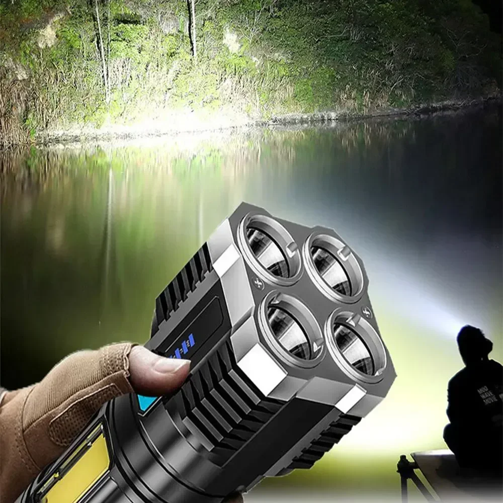 Led Flashlight High Power Rechargeable Led Flashlights 7LED Camping Torch Cob Side Light Lightweight Outdoor Lighting ABS Material