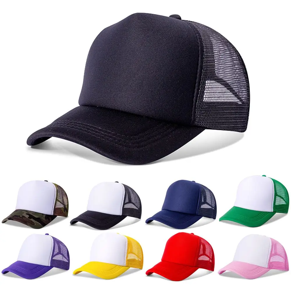 1PC Mode Unisex Plain Baseball Cap Einstellbare Trucker Flache Schirmmütze Snapback Mesh Gebogene Männer Frauen Casual Sonne Sommer hut – Detail 3