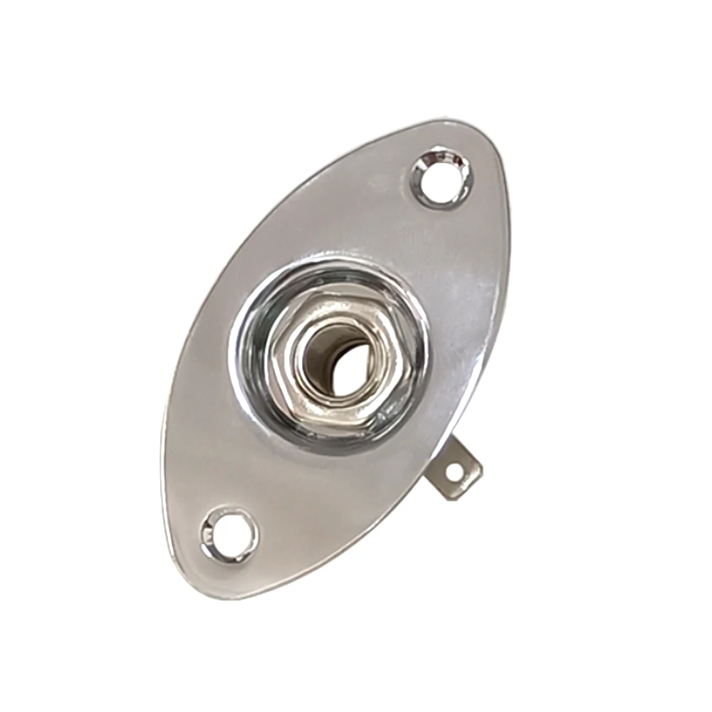 Bass-Klinkenbuchse aus Metall mit ovaler Platte, 1/4 Zoll E-Gitarren-Klinkenbuchse, enthält 2 professionelle Schrauben für TL-E-Gitarre – Detail 6