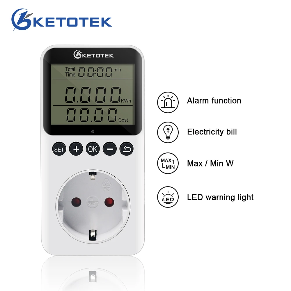 

Digital LCD AC Power Meter Wattmeter Socket Wattage Watt Electricity Consumption Energy Meter Kwh Analyzer Cost Measuring Outlet