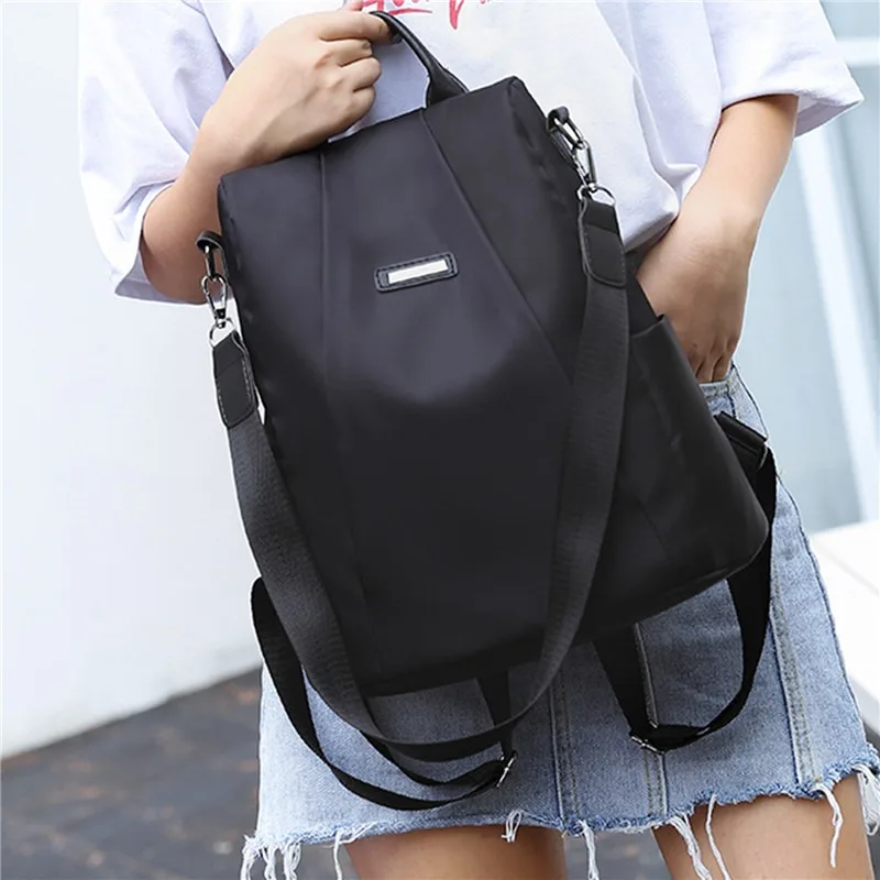 Zaino multifunzione da donna nuovo, casual, in nylon, tinta unita, scuola, per ragazze, moda, tracolla staccabile da viaggio_voghion.com