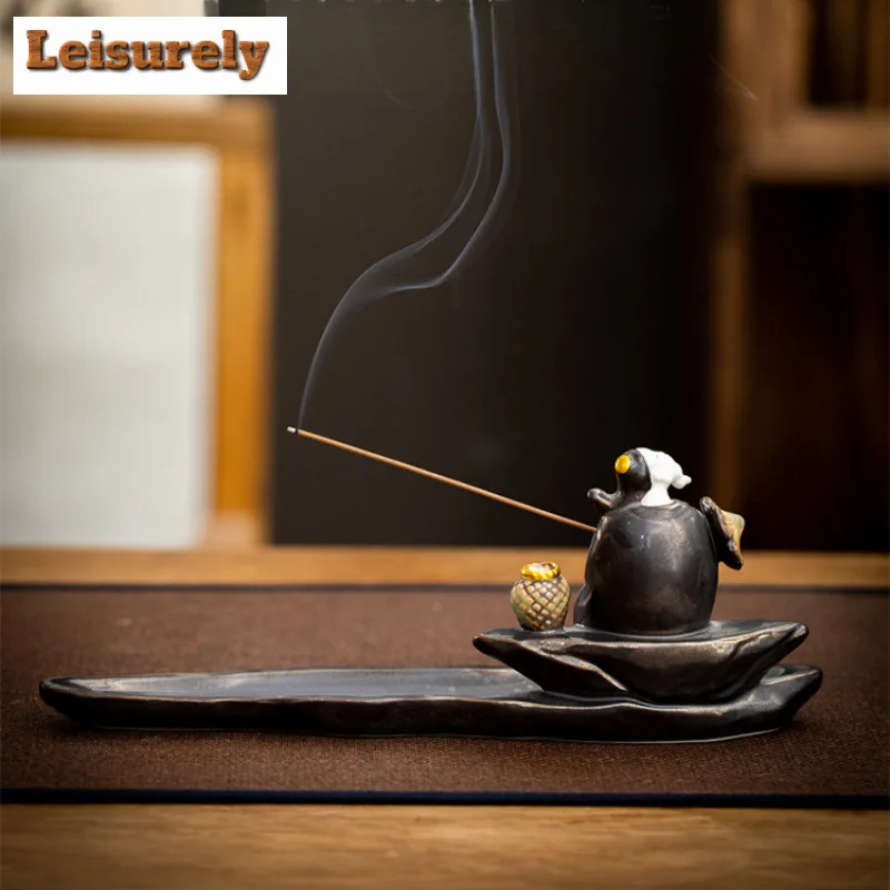 Fishing Man Incense Holder Boutique Mist Smoking Steamers Incense Burners Consecrate Censer Teaware Accessories Decoration Gift