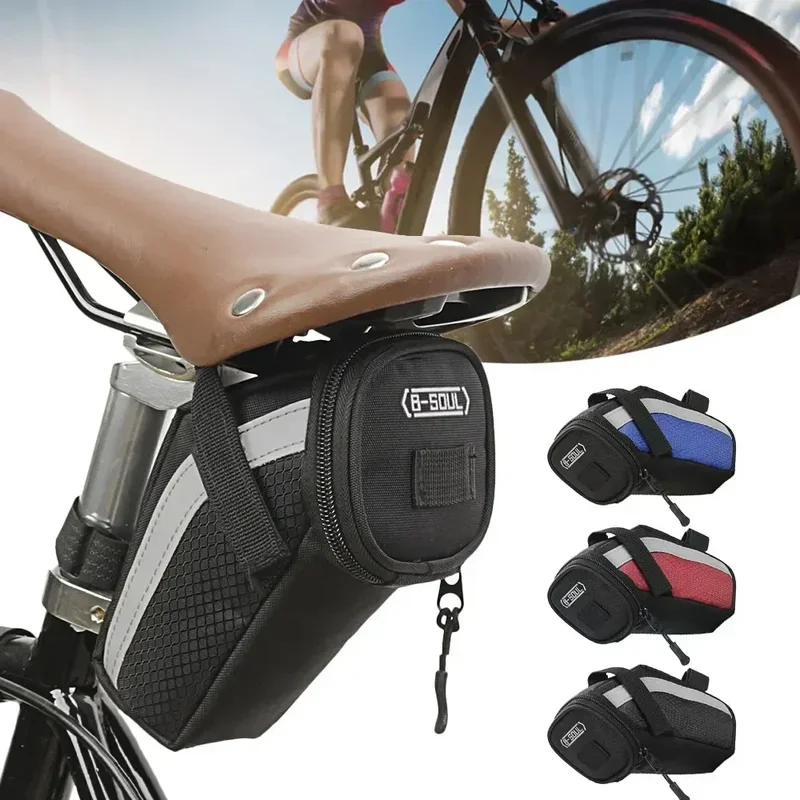Bike Bag Bike Saddle Bag 1L Small Storage Cycling Seat Tail Rear Pouch Bag Accessory Kit Tool Reflective Cycling Accessories