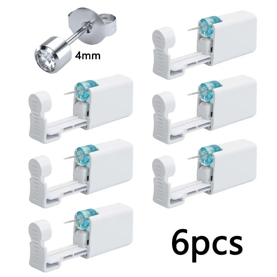 Disposable Ear Piercing Gun Built-in Earrings Studs-Safety Self Ear Piercing Tools Set 6pcs