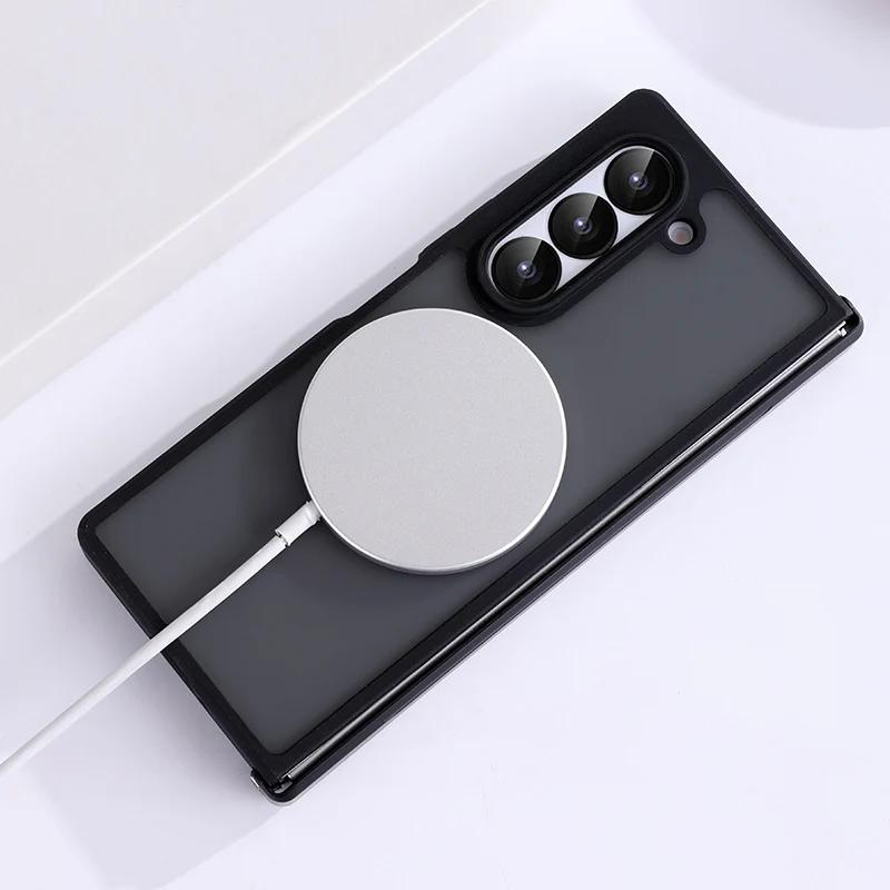 Transparent Shockproof Magnetic Wireless Charging Case with Hinge Protection