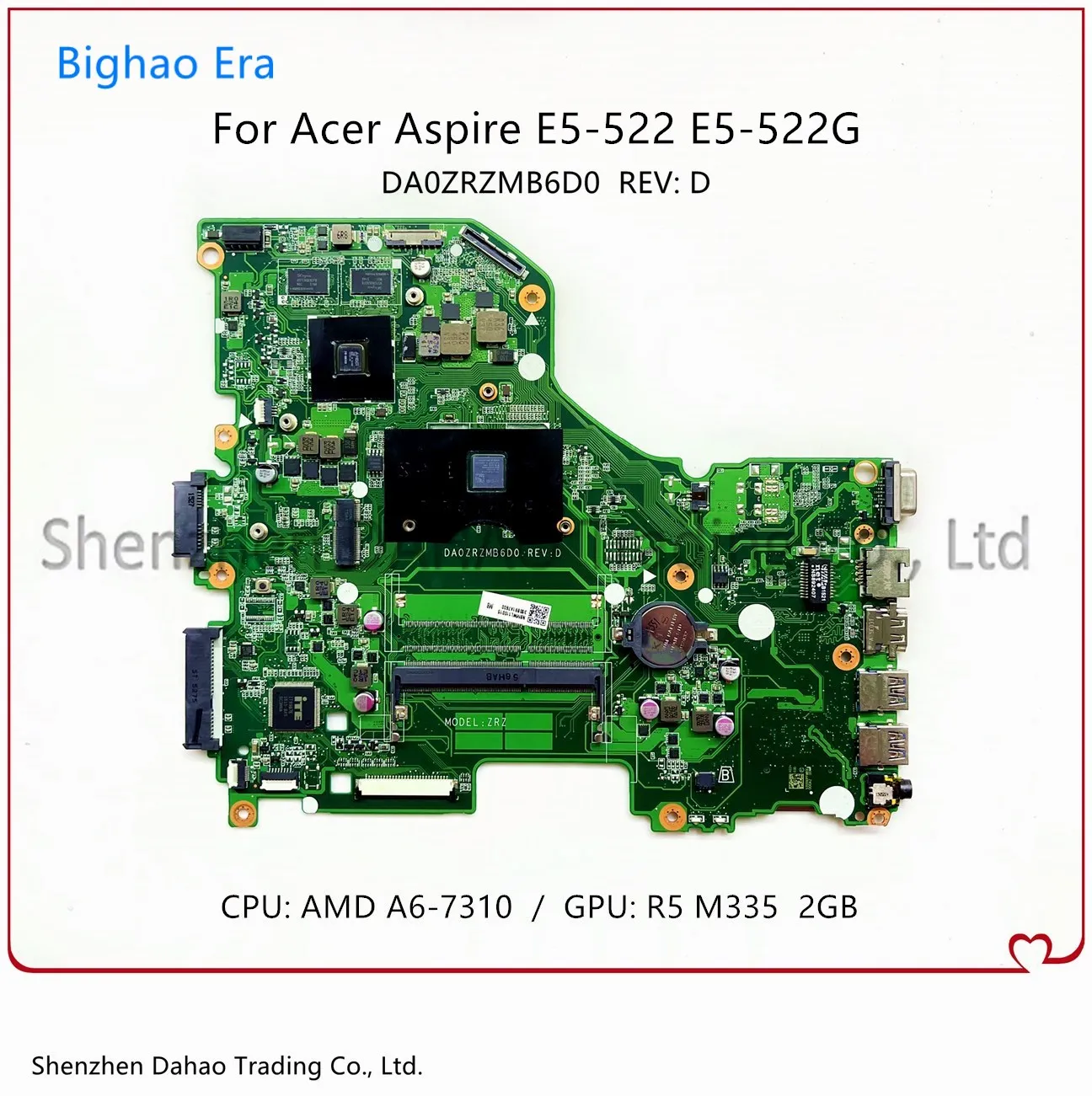 DA0ZRZMB6D0 для Acer Aspire E5-522 E5-522G материнская плата ноутбука с A6-7310 CPU R5 M335 2GB-GPU NBMWL11002