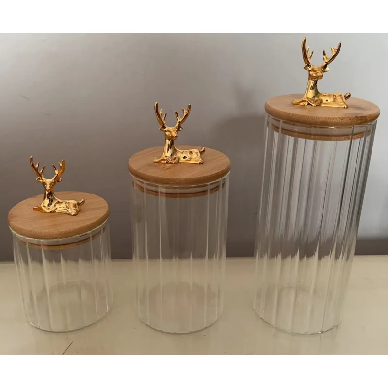 Description Picture 5 of itemGlass Food Jar with Sealed Bamboo Lid Kitchen Pantry Grains Cookie Coffee Tea Candy Snack Storage Bottle Jars Kitchen Canister