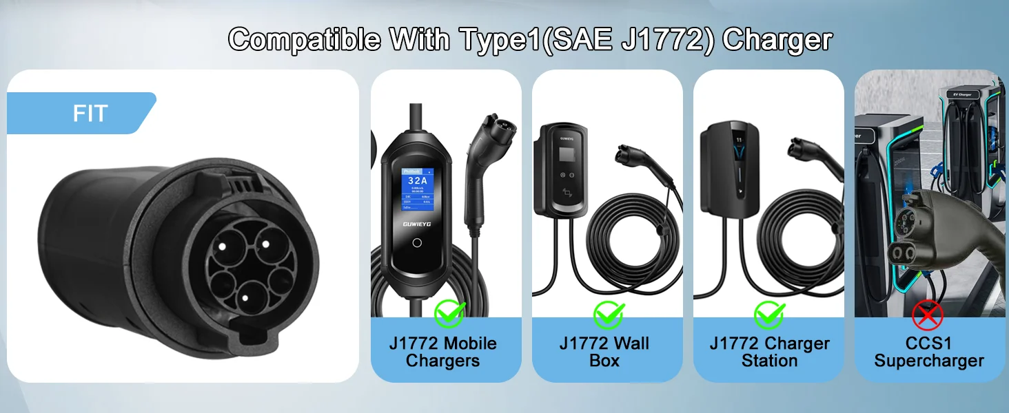 Adaptor 16A 32A Electric Vehicle Car Charger Connector SAE J1772 Socket Type 1 To Type 2 EV Adapter Socket 4