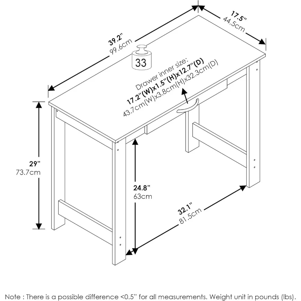 Writing Desk with Drawer, White, Special Feature Lightweight, Sturdy, Durable, Compact, Easy Assembly, Computer Desks 3