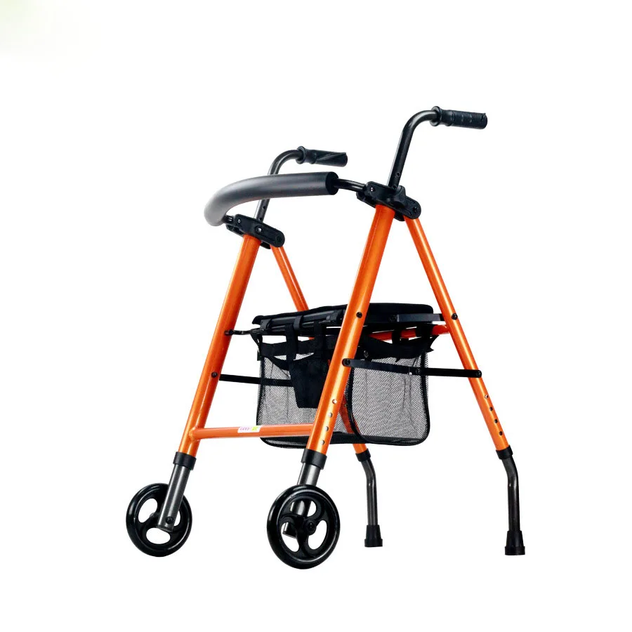 

Walker Shopping Cart Elder Collapsible Push Strong Load Bearing Aluminum Alloy Height Adjustable Rehabilitation Training Cart