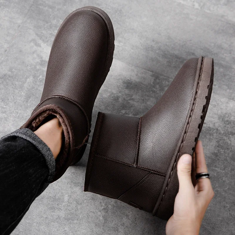 

Winter Men's Keep Warm Snow Boots 2023 Short Plush Flat Slip on Causal Ankle Boots for Men Outdoor Platform Casual Cotton Shoes