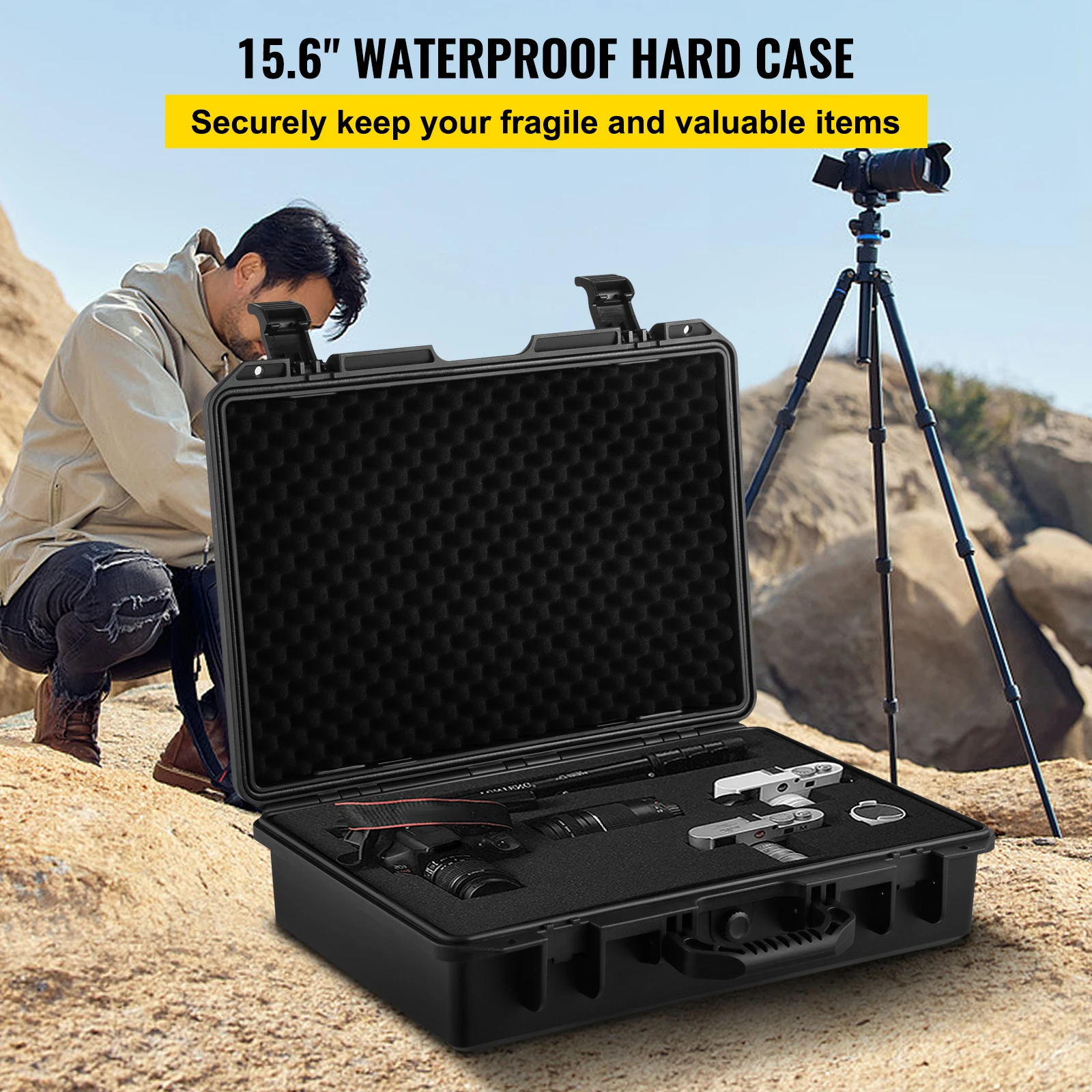 VEVOR wasserdichter Kamerakoffer Fotokoffer Schaumstoff 39,6 cm  Schutzkoffer Transportkoffer Outdoor 44 x 29 x 12 cm Pistolenkoffer  Universal