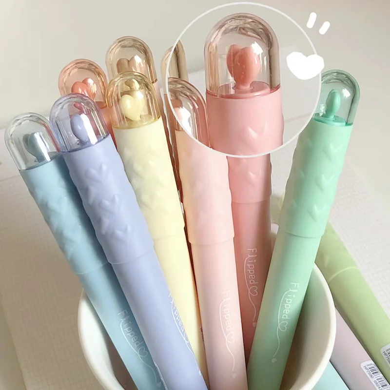 파스텔 컬러 하트 모양 하이라이터 펜 마커 펜, 형광 펜 드로잉 하이라이터, 문구류 학교 용품, 세트당 4 개