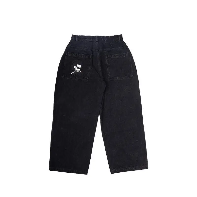 Korean Fashion New Fashion Print Y2k Men High Street Vintage Hip Hop Denim Pants Casual Straight Wide Leg Jeans for Men