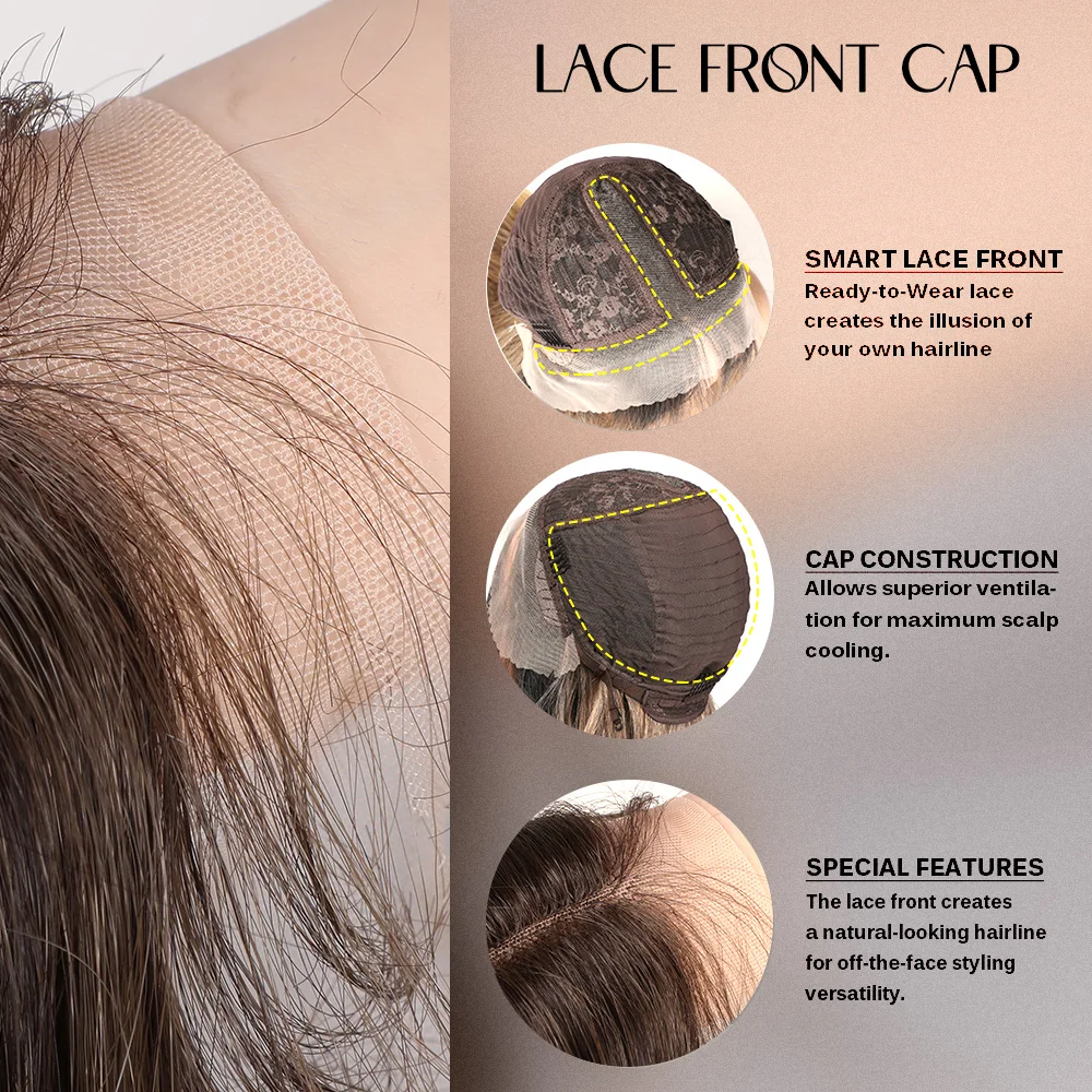 Lace Front Wig Long Brown Ombre Highlight Blonde Hair Body Wavy Synthetic for Women Daily Use High Density for Lace Front Wig Lace Wigs Synthetic Wigs Womens Synthetic Wigs