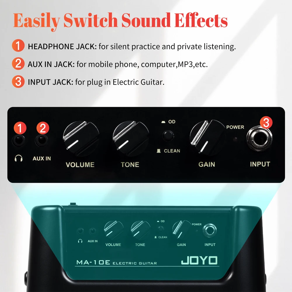 MA-10 Mini Guitar Bass Amplifier 10W Electric Guitar Speaker Gain/Tone Controls