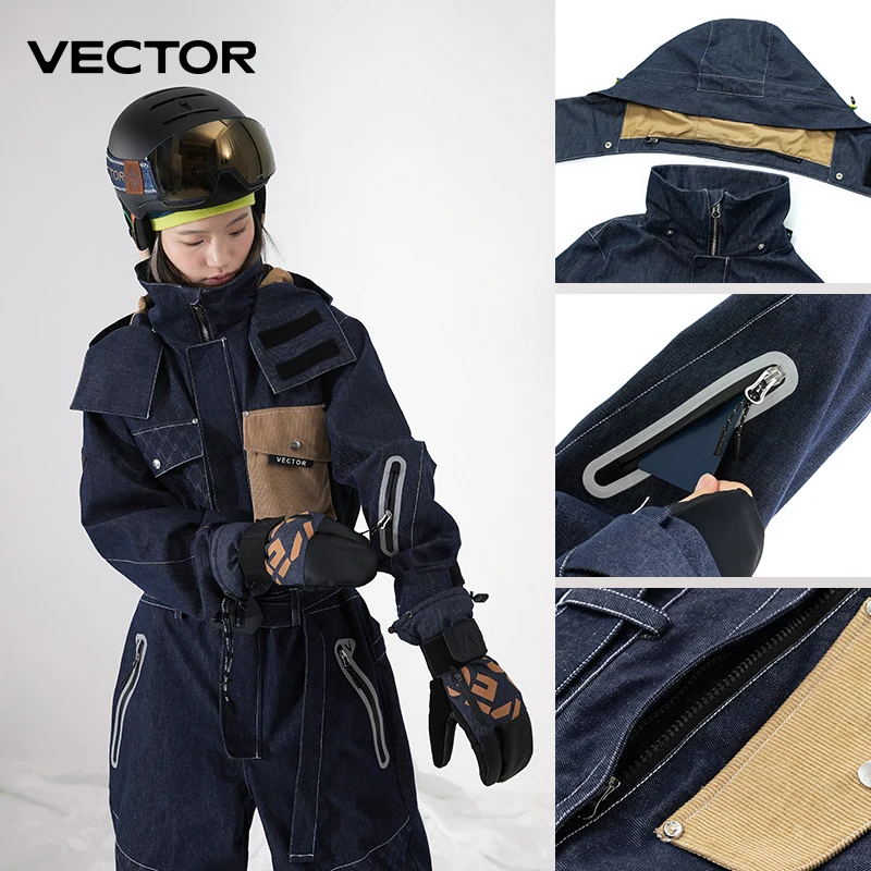 Ski Jacket Thick Men Women One-Piece Ski Jumpsuit Outdoor Sports Snowboard Jacket Warm Waterproof Winter Overalls Hooded