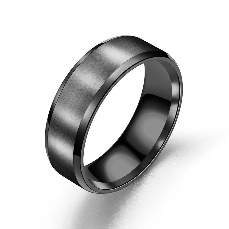 2021 Simple Matte Men Rings Width 8MM Classic Three Color Stainless Steel Rings For Men Jewelry Anniversary PartyGift