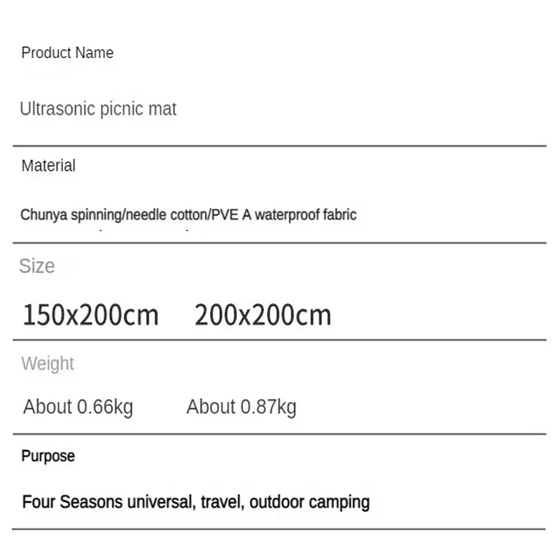 Picnic Mat Thickened Waterproof Beach Blanket Camping Tent Grassland Mat Outdoor Camping Floor Mat Sleeping Pad 2
