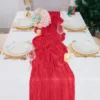 1.8/3/4M Christmas Red Table Runner Polyester Cheesecloth Valentine Long Decorations Wedding Party Banquets Bridal Baby Shower 3