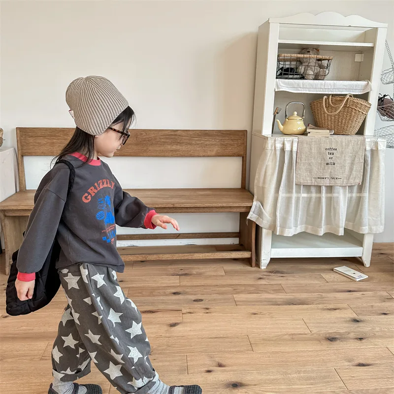 Spring New Children's Clothes Cotton Star Print Harem Pants Boys And Girls Casual Trousers