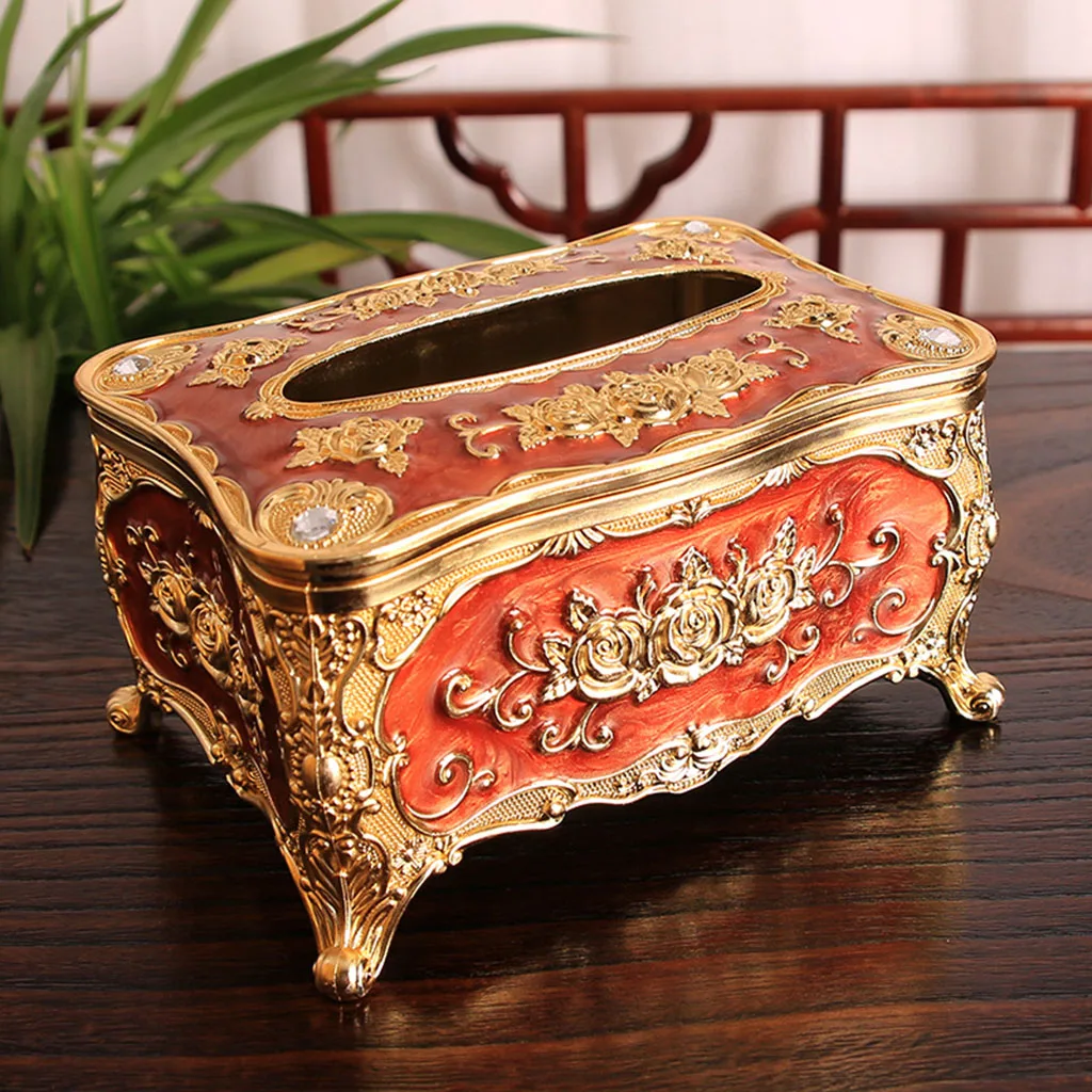 Vintage Style Tissue Box Cover Removable Tissue Cover Box Rustic Rectangular 6