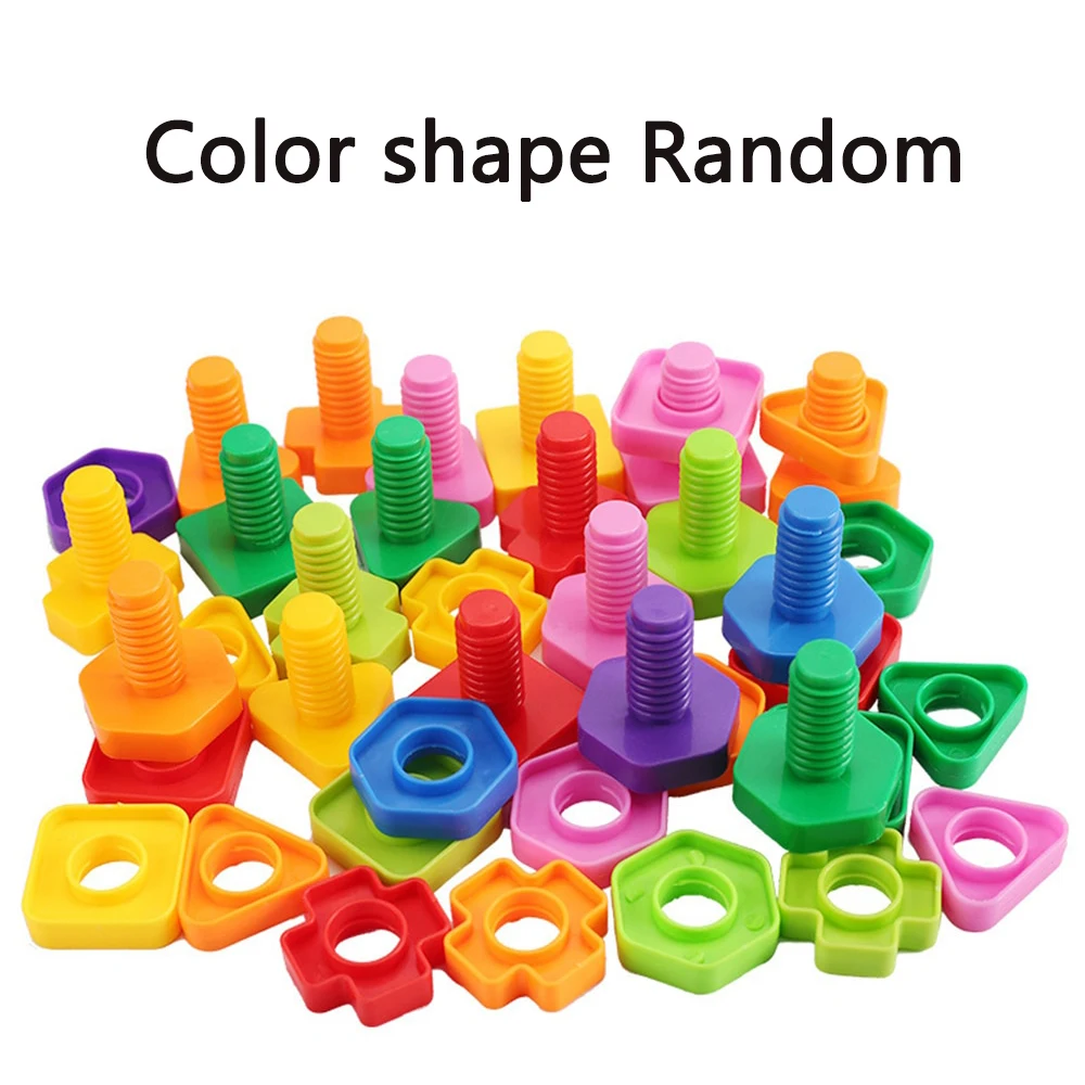 20pcs/10sets Screw Building Blocks-Plastic Nut Shaped Toys for Kids-Educational Montessori Scale Models building block toy assemble toy