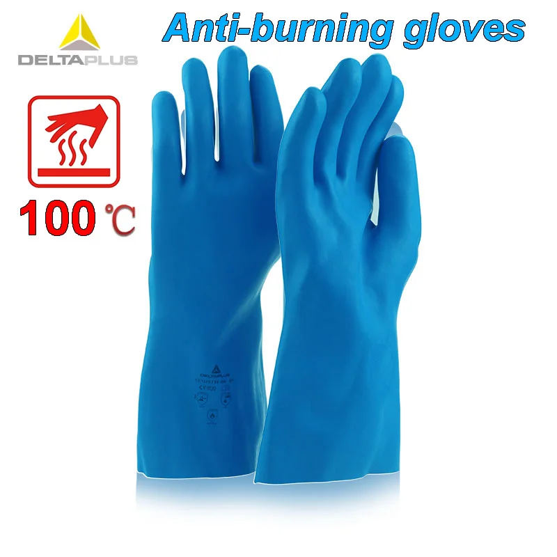 DELTAPLUS Scald prevention 100 degree Protective gloves Natural latex Wear-resistant thickening Steam proof Anti-chemical gloves