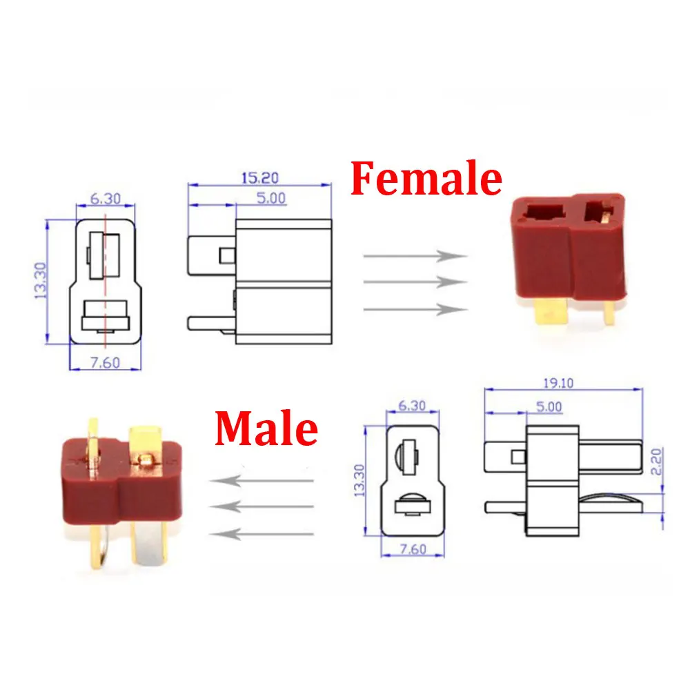 RC Modely Pro Každého. EC3 Female To T Connector Male Battery Adapter