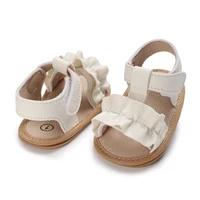Citgeett Summer Infant Baby Girl Sandals PU Leather Non-slip Pleated Casual Daily Flats Toddler Shoes 5