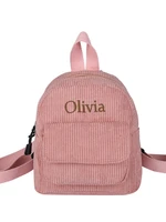 Personalized Corduroy Bag with Name, Monochromatic Mini Backpack, Small Backpacks, Custom Name, Baby Gift 6