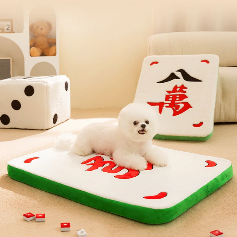 

Autumn and Winter Thickened and Warm Dog Mat Lucky Mahjong Funny Sleeping Mat Cat Sofa Teddy Pet Dog Nest Supplies